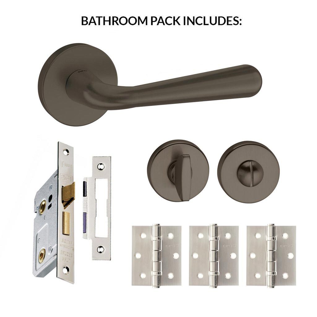 Tupai Rapido CurvaLine Adra Bathroom Lever on Round Rose - Titanium Handle Pack