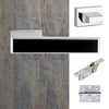 Tupai Rapido VersaLine Tobar Bathroom Lever on Long Rose - Pearl Black Decorative Plate - Bright Polished Chrome Handle Pack