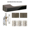 Tupai Rapido VersaLine Tobar Bathroom Lever on Long Rose - Pearl Black Decorative Plate - Titanium Handle Pack