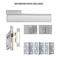 Tupai Rapido VersaLine Tobar Bathroom Lever on Long Rose - Polished Stainless Steel Decorative Plate - Satin Chrome Handle Pack
