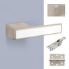 Tupai Rapido VersaLine Tobar Bathroom Lever on Long Rose - White Decorative Plate - Pearl Nickel Handle Pack