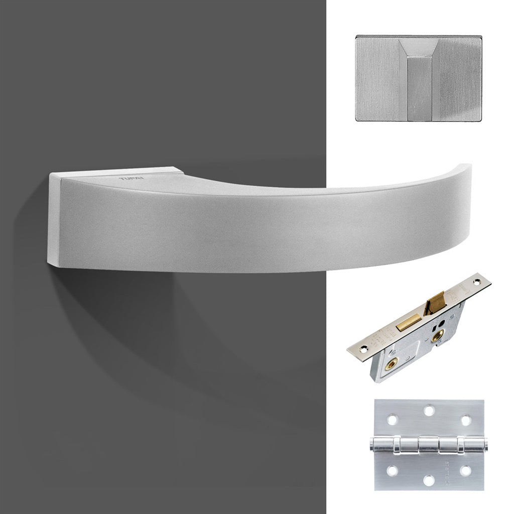 Tupai Rapido RetaLine Sabrosa Designer Bathroom Lever on Long Rose - Satin Chrome Handle Pack