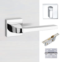 Tupai Rapido CurvaLine Valbona Bathroom Lever on Square Rose - Bright Polished Chrome Handle Pack
