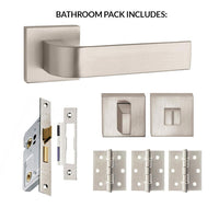 Tupai Rapido CurvaLine Valbona Bathroom Lever on Square Rose - Pearl Nickel Handle Pack