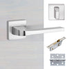 Tupai Rapido CurvaLine Valbona Bathroom Lever on Square Rose - Satin Chrome Handle Pack