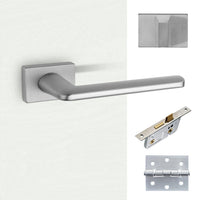 Tupai Rapido RetaLine Tavira Designer Bathroom Lever on Long Rose - Satin Chrome Handle Pack