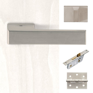 Image: Tupai Rapido RetaLine Panela Designer Bathroom Lever on Long Rose - Pearl Nickel Handle Pack
