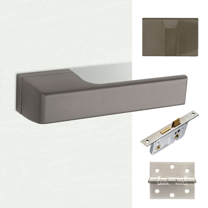 Tupai Rapido RetaLine Panela Designer Bathroom Lever on Long Rose - Titanium Handle Pack