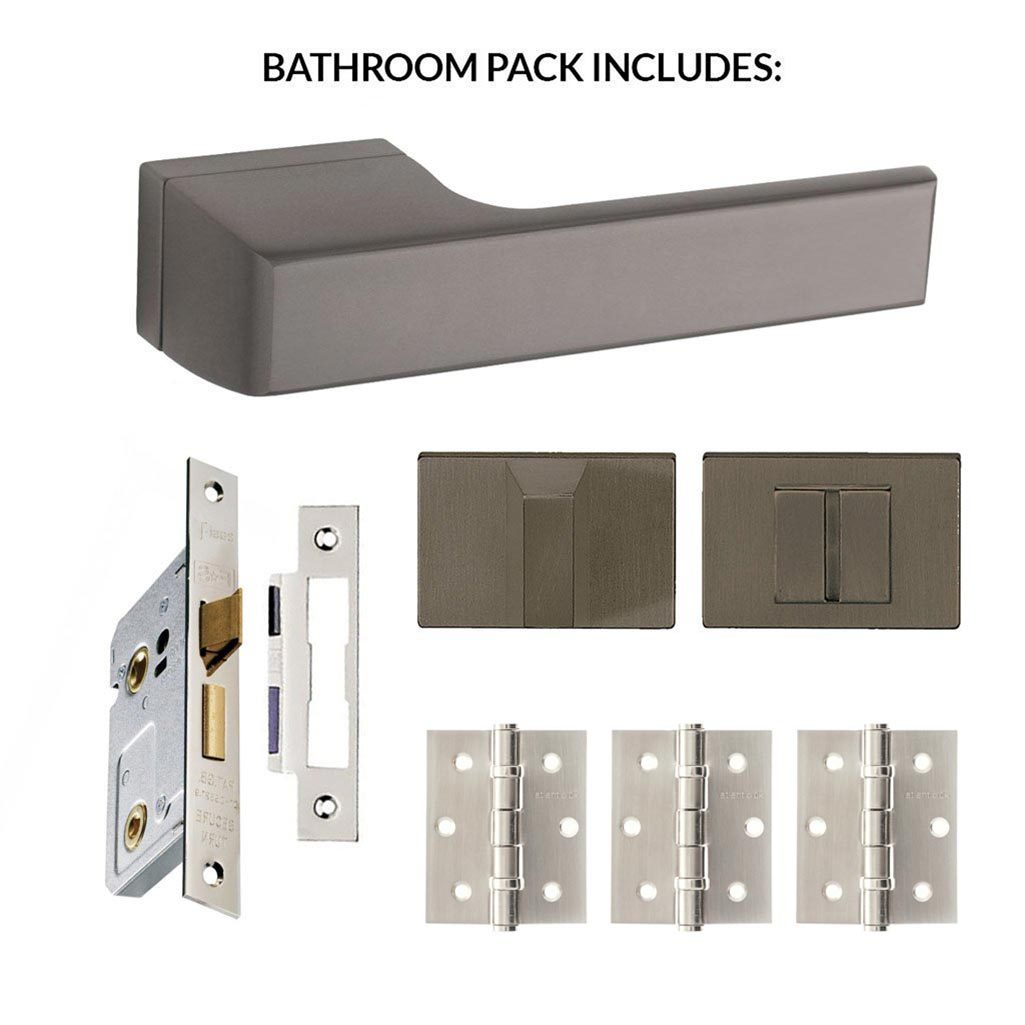 Tupai Rapido RetaLine Panela Designer Bathroom Lever on Long Rose - Titanium Handle Pack