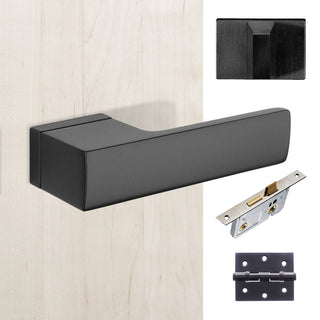 Image: Tupai Rapido RetaLine Cartelle Designer Bathroom Lever on Long Rose - Pearl Black Handle Pack