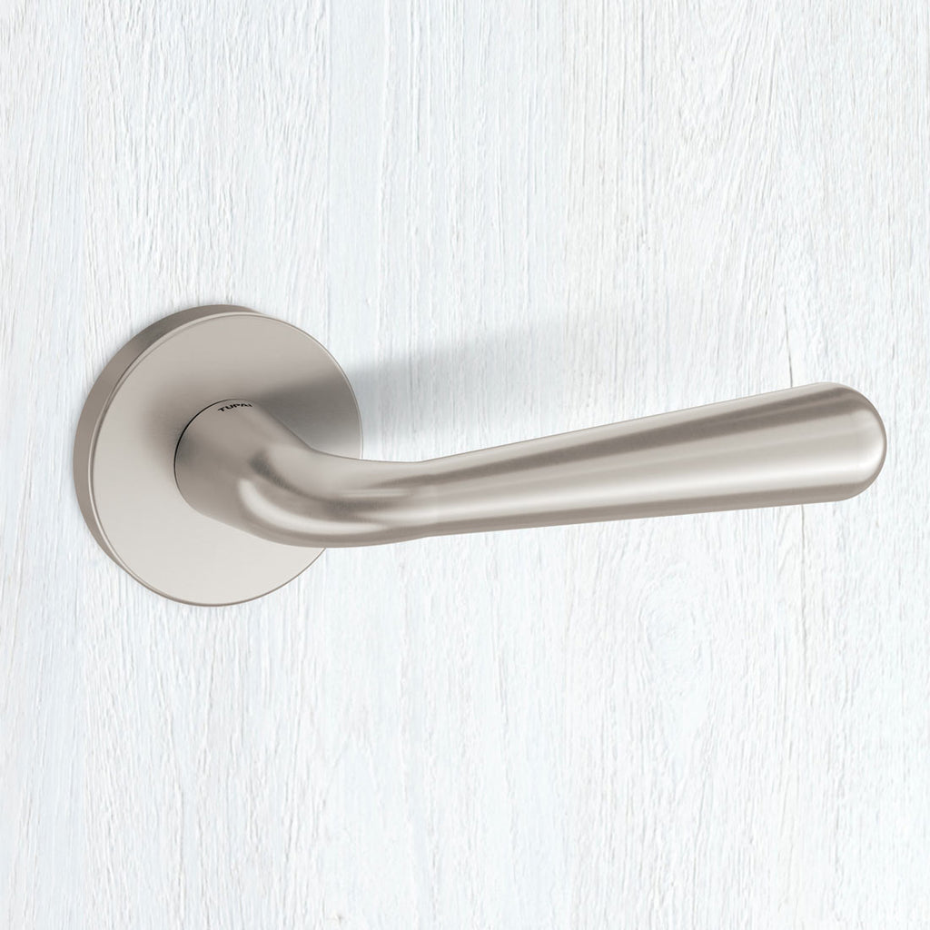 Tupai Rapido CurvaLine Adra Lever on Round Rose - Pearl Nickel