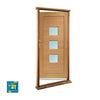 Prefinished Turin Oak Door and Frame Set - Frosted Double Glazing