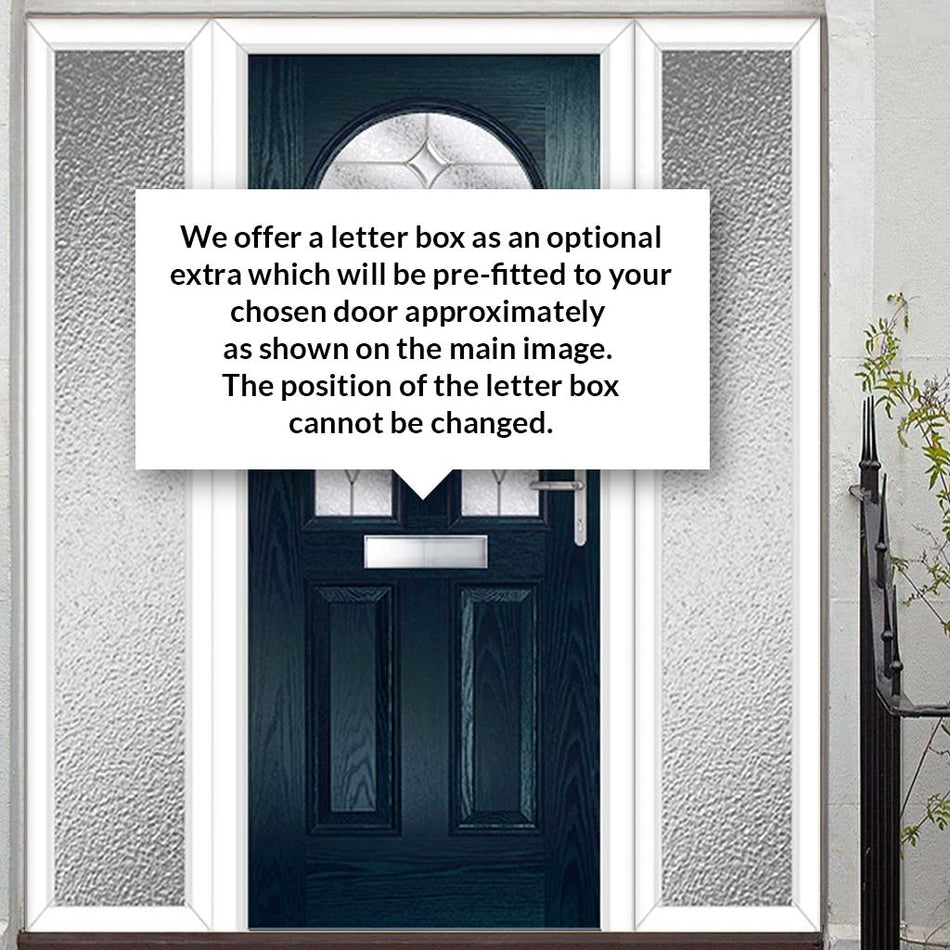 Premium Composite Front Door Set with Two Side Screens - Tuscan 3 Flair Glass - Shown in Blue