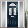 Premium Composite Front Door Set with Two Side Screens - Tuscan 3 Flair Glass - Shown in Blue