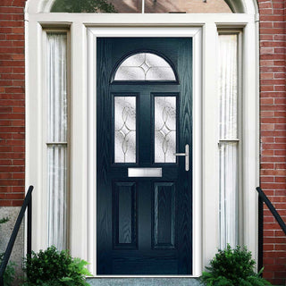 Image: Premium Composite Front Door Set - Tuscan 3 Flair Glass - Shown in Blue