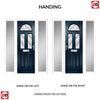 Premium Composite Front Door Set with Two Side Screens - Tuscan 3 Flair Glass - Shown in Blue