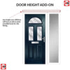 Premium Composite Front Door Set with One Side Screen - Tuscan 3 Flair Glass - Shown in Blue