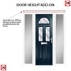 Premium Composite Front Door Set with Two Side Screens - Tuscan 3 Flair Glass - Shown in Blue