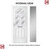 Premium Composite Front Door Set with One Side Screen - Tuscan 3 Flair Glass - Shown in Blue