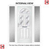 Premium Composite Front Door Set with Two Side Screens - Tuscan 3 Flair Glass - Shown in Blue