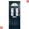 Premium Composite Front Door Set - Tuscan 3 Flair Glass - Shown in Blue