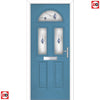 Premium Composite Front Door Set - Tuscan 3 Murano Blue Glass - Shown in Pastel Blue