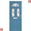 Premium Composite Front Door Set - Tuscan 3 Murano Blue Glass - Shown in Pastel Blue