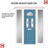 Premium Composite Front Door Set with Two Side Screens - Tuscan 3 Murano Blue Glass - Shown in Pastel Blue
