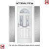 Premium Composite Front Door Set with Two Side Screens - Tuscan 3 Murano Blue Glass - Shown in Pastel Blue