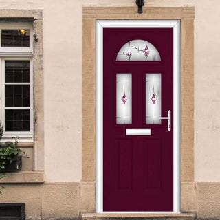 Image: Premium Composite Front Door Set - Tuscan 3 Murano Purple Glass - Shown in Purple Violet