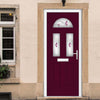 Premium Composite Front Door Set - Tuscan 3 Murano Purple Glass - Shown in Purple Violet