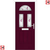 Premium Composite Front Door Set - Tuscan 3 Murano Purple Glass - Shown in Purple Violet