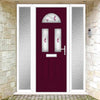 Premium Composite Front Door Set with Two Side Screens - Tuscan 3 Murano Purple Glass - Shown in Purple Violet