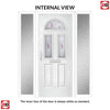 Premium Composite Front Door Set with Two Side Screens - Tuscan 3 Murano Purple Glass - Shown in Purple Violet