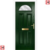 Premium Composite Front Door Set - Tuscan 1 Flair Glass - Shown in Green