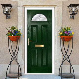 Image: Premium Composite Front Door Set - Tuscan 1 Flair Glass - Shown in Green