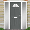 Premium Composite Front Door Set with Two Side Screens - Tuscan 1 Danthrope Glass - Shown in Mouse Grey