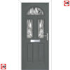 Premium Composite Front Door Set - Tuscan 3 Abstract Glass - Shown in Mouse Grey