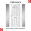 Premium Composite Front Door Set with Two Side Screens - Tuscan 1 Murano Red Glass - Shown in Red