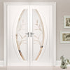 Gemini Lightly Grained PVC Door Pair - Twilight Style Sandblasted Glass