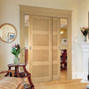 Pass-Easi Two Sliding Doors and Frame Kit - Coventry Shaker Style Oak Door - Unfinished