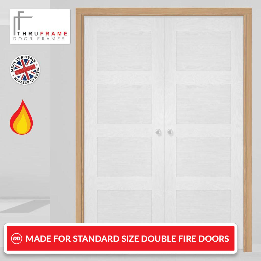 Made to Size Double Interior Unfinished Oak Veneered Frame - For 30 Minute Fire Doors