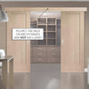 Double Sliding Door & Wall Track - Pattern 10 Oak 1 Panel Doors - Unfinished