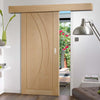 Bespoke Thruslide Surface Salerno Oak Flush - Sliding Door and Track Kit