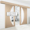 Double Sliding Door & Wall Track - Salerno Oak Doors - Clear Glass - Unfinished