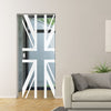 Union Jack Flag 8mm Clear Glass - Obscure Printed Design - Single Absolute Pocket Door