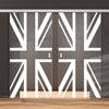 Double Glass Sliding Door - Union Jack Flag 8mm Clear Glass - Obscure Printed Design with Elegant Track