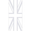 Single Glass Sliding Door - Solaris Tubular Stainless Steel Sliding Track & Union Jack Flag 8mm Obscure Glass - Clear Printed Design