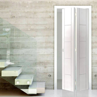 Image: J B Kind White Contemporary Tigris Bifold Door - Prefinished
