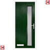 Cottage Style Uracco 1 Composite Front Door Set with Hnd Ice Edge Glass - Shown in Green